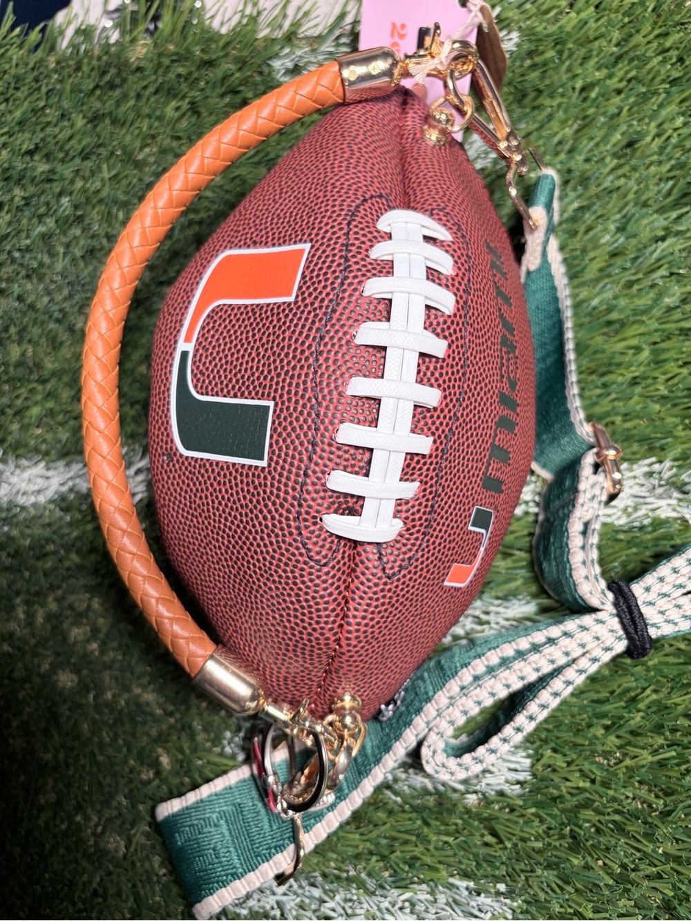 University of Miami Football  Bag in Green / Orange
